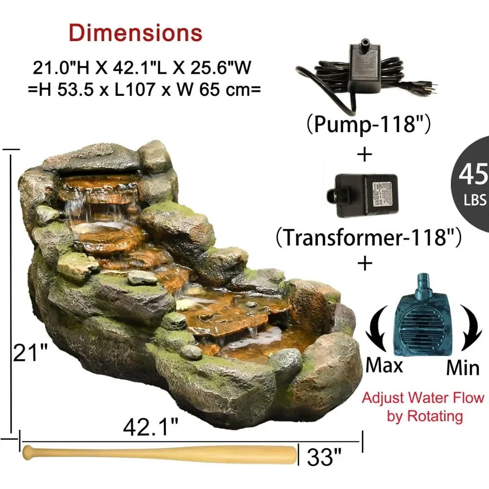 Garden Outdoor Fountain With LED Light