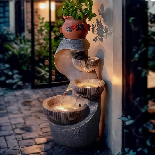 Outdoor Garden Fountains with LED Light