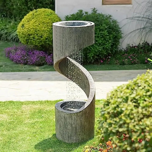 Outdoor Water Fountain Curved Stone