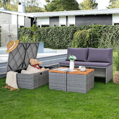 Patio Day Bed with 2 Side Tables Outdoor