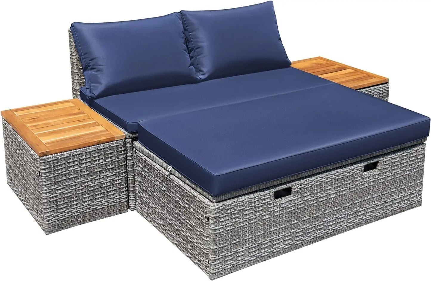 Patio Day Bed with 2 Side Tables Outdoor